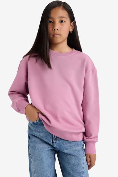 Girl Relax Fit Crew Neck Basic Sweatshirt (4)