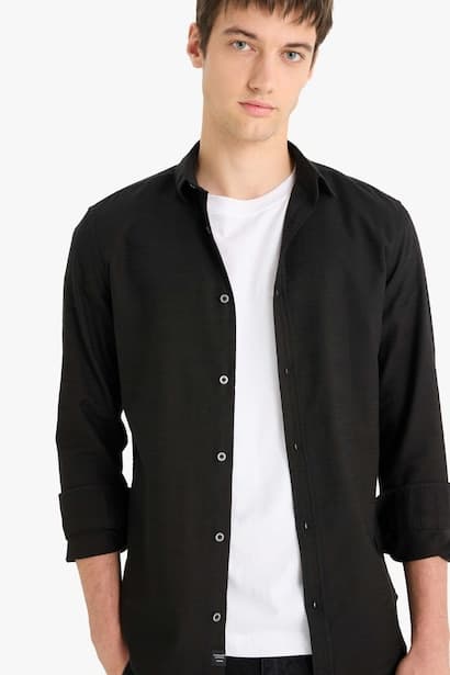 Slim Fit Cotton Long Sleeve Shirt