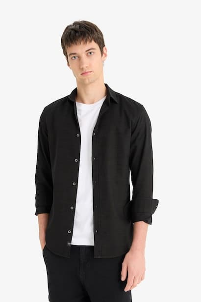 Slim Fit Cotton Long Sleeve Shirt (4)