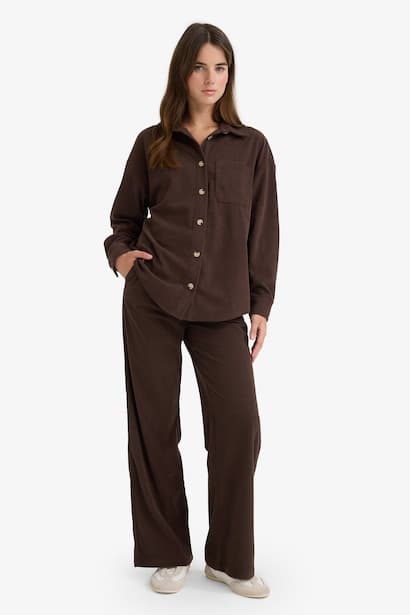 High Waist Straight Fit Trousers