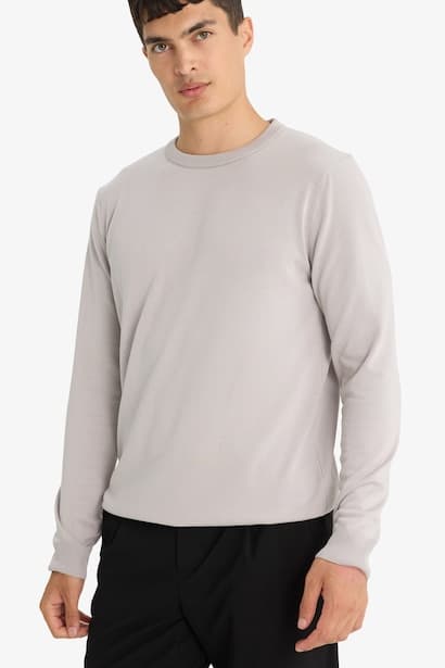 Regular Fit Crew Neck Basic Premium Knit Pullover