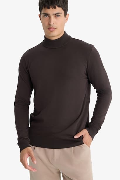 Regular Fit Turtleneck Premium Knit Pullover