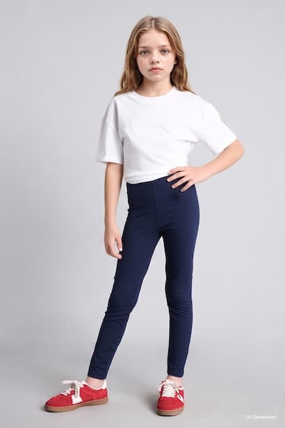 Girl 100% Cotton Basic Long Leggings