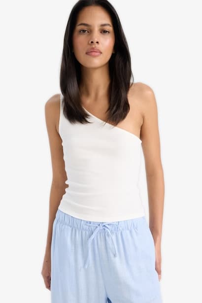 Slim Fit Camisole One Shoulder Tank Top