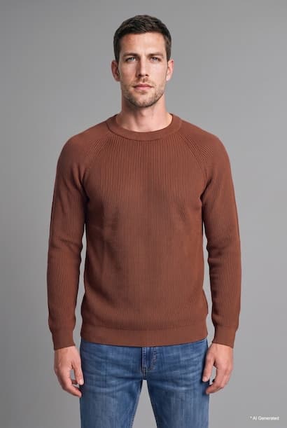 Standard Fit Basic Crew Neck Long Sleeve Knit Pullover