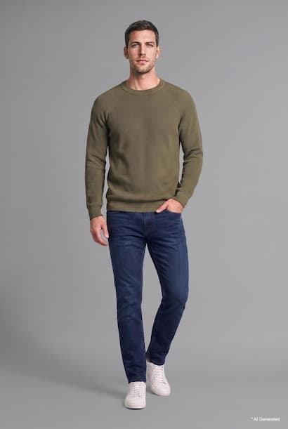Standard Fit Basic Crew Neck Long Sleeve Knit Pullover