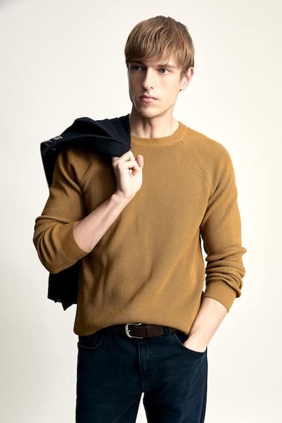 Standard Fit Basic Crew Neck Long Sleeve Knit Pullover