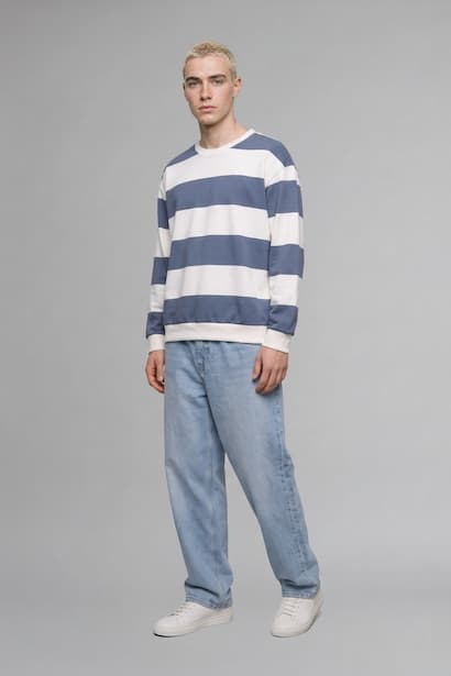 Boxy Fit Striped Sweatshirt