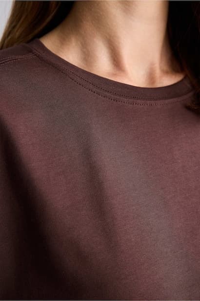 Regular Fit Brown Basic 100% Cotton Crew Neck Short Sleeve T-Shirt (٤)