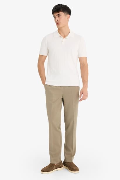 Relax Fit Elastic Waist Pockets Stretchy Trousers