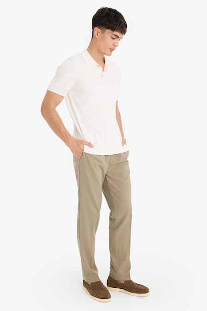 Relax Fit Elastic Waist Pockets Stretchy Trousers (3)