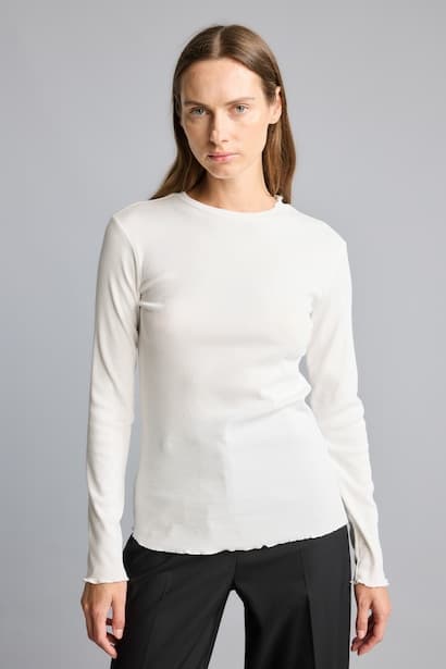 Ribbed Semi-High Neck Long Sleeve T-Shirt (3)