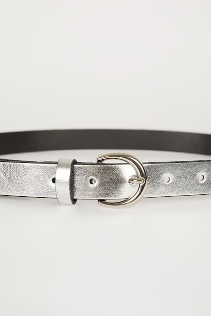 Woman Oval Buckle Faux Leather Jean Belt (٣)