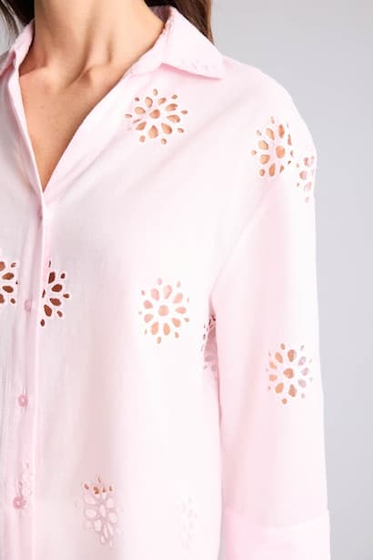 Oversize Shirt Collar brode Long Sleeve Shirt (4)