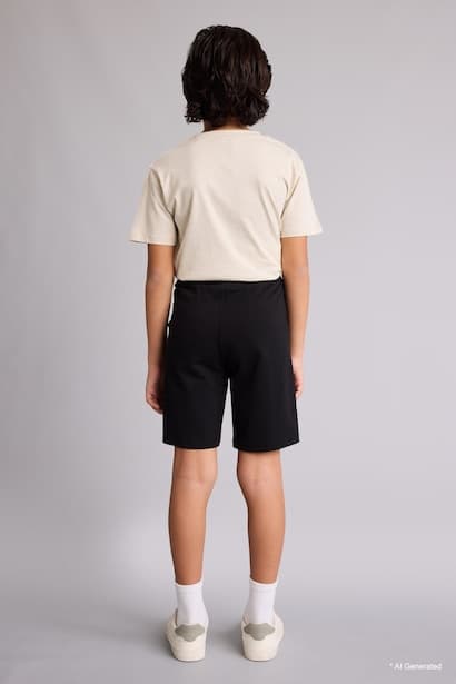 Boy 100% Cotton Elastic Waist Basic Shorts (٤)