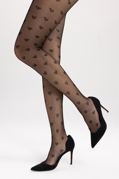 Woman 15 Den Heart Patterned Pantyhose (4)