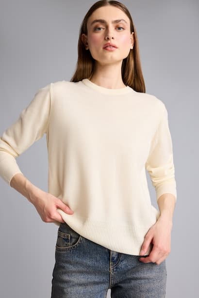 Relaxed Fit Crew Neck Sweater Pullover (٣)