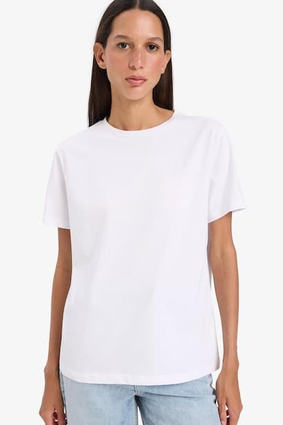 Regular Fit Crew Neck Basic Cotton Short Sleeve T-Shirt