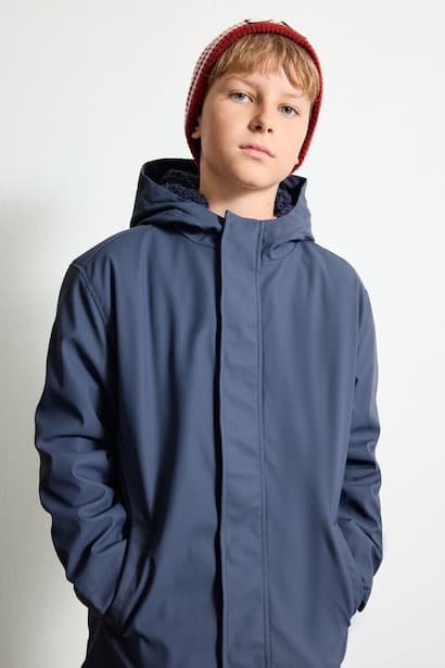 Boy Windproof and Waterproof Hooded Plush-Lined Jacket Coat (٤)