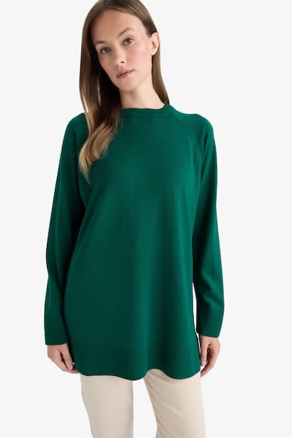Regular Fit Crew Neck Tunic Modest