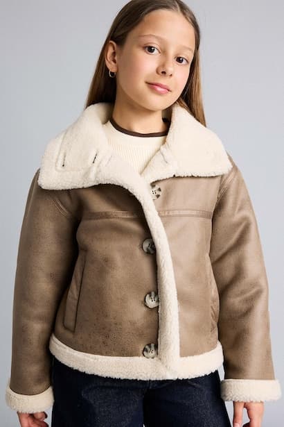 Girl Warm Plush Lined Waterproof Jacket