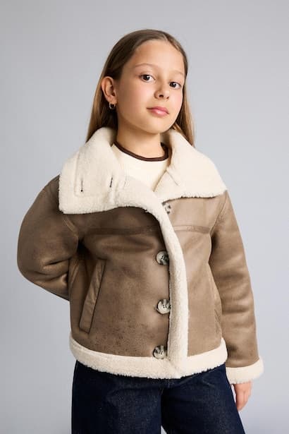 Girl Warm Plush Lined Waterproof Jacket Coat (٣)