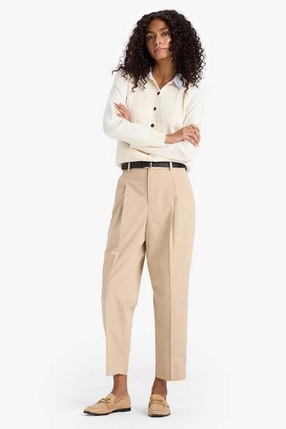 Carrot Fit High Waist Belted Crop Trousers (3)