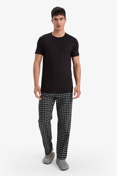 Regular Fit Long Checked Pyjamas Bottoms Set