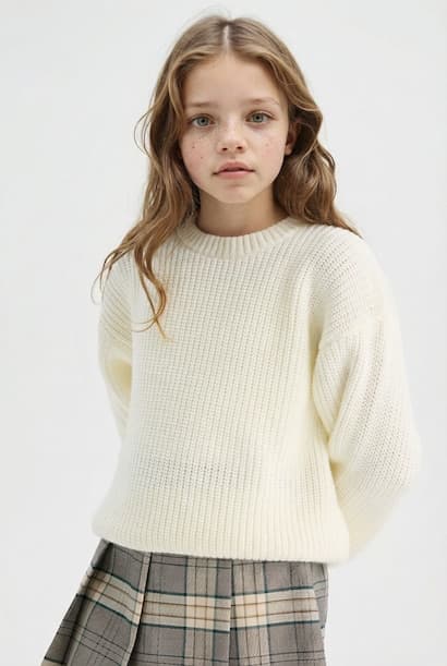 Girl Standard Fit Crew Neck Knit Pullover (3)