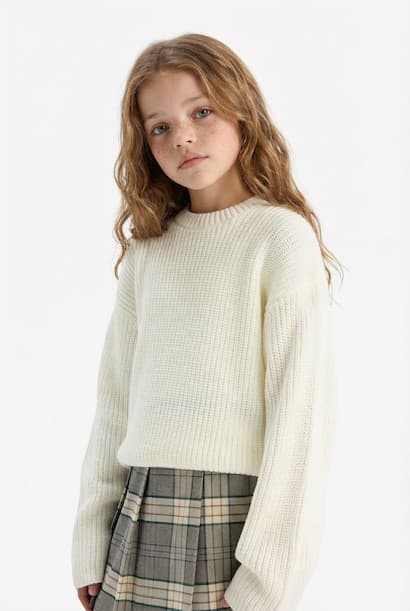 Girl Standard Fit Crew Neck Knit Pullover (4)