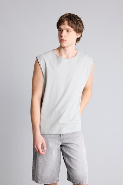 100% Cotton Boxy Fit Tank Top (٣)