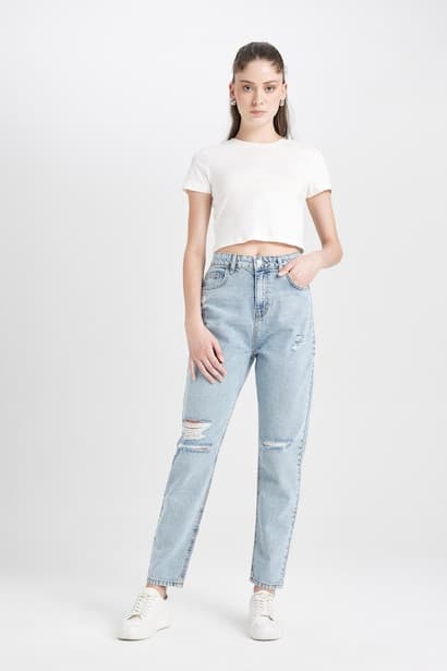 High Waist Mom Fit Trousers