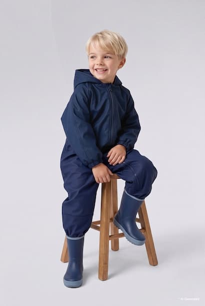 Baby Boy Waterproof Hooded Zip-Up Coverall
