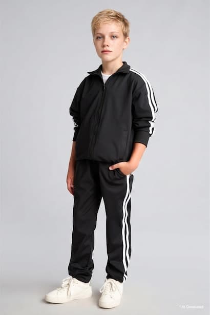 Boy Black Sweatshirt and Sweatpants Set