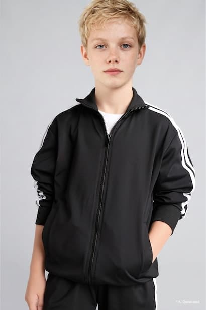 Boy Black Sweatshirt and Sweatpants Set (٣)