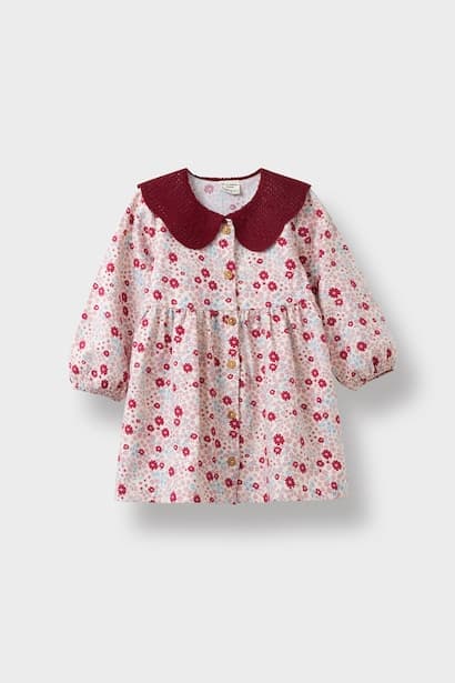 Baby Girl Baby Collar Floral T-Shirt Dress
