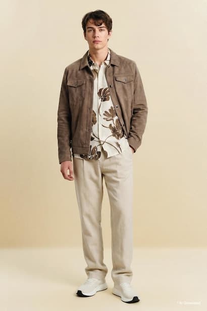 Regular Fit Straight Leg Cotton Trousers