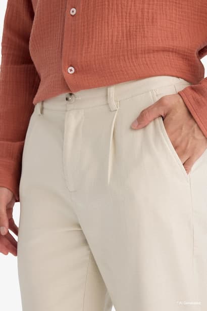 Regular Fit Straight Leg Cotton Trousers (3)