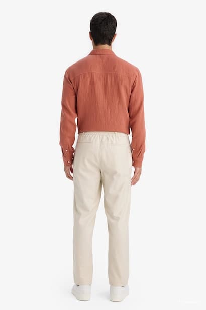 Regular Fit Straight Leg Cotton Trousers (4)