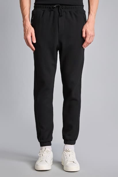 Slim Fit Pique Zip-Up Pockets Jogging Trousers (٣)