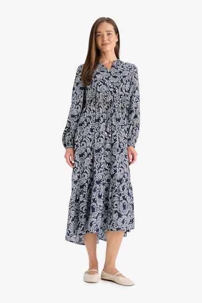 Regular Fit Crew Neck Dress Modest