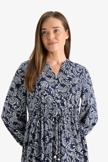Regular Fit Crew Neck Dress Modest (٣)