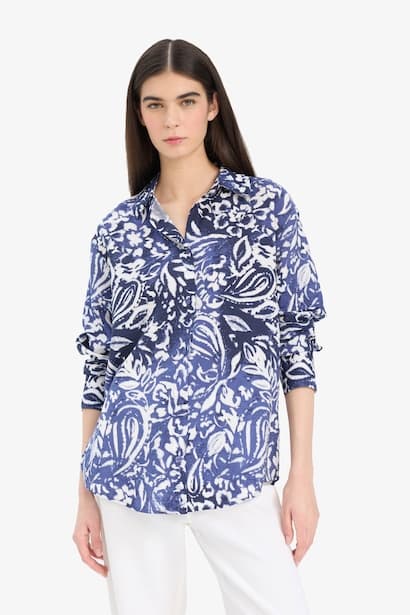 Regular Fit Shirt Collar Printed Long Sleeve Shirt (٤)