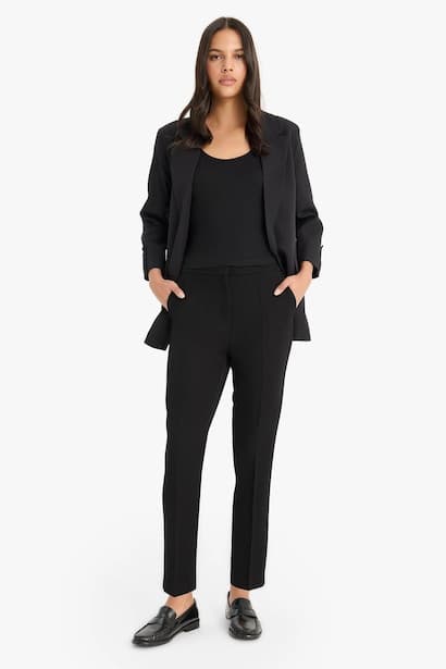 Double Pocket High Waist Straight Leg Trousers (٣)