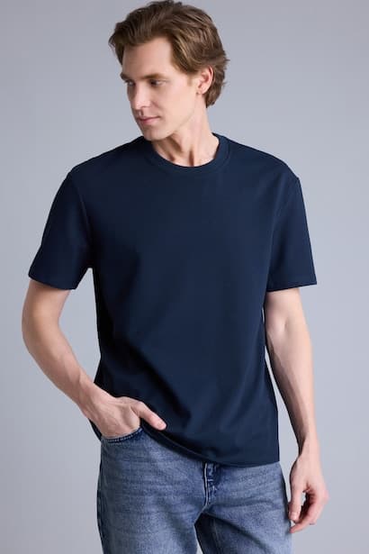 Regular Fit Crew Neck Twill Short Sleeve T-Shirt (٣)