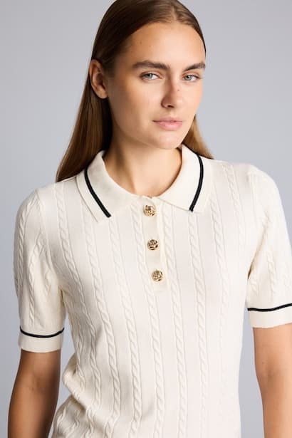 Short Sleeve Ribbed Polo Collar Basic Pullover