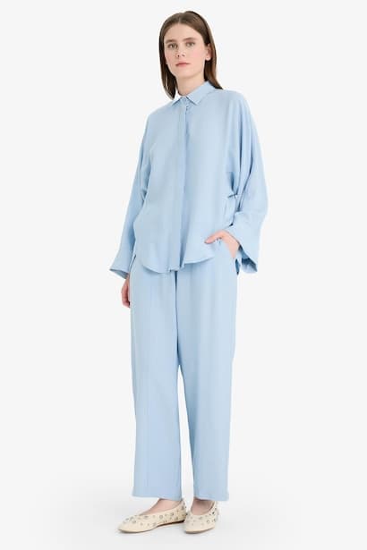 Harem Linen Blend Wide Leg Trousers Modest