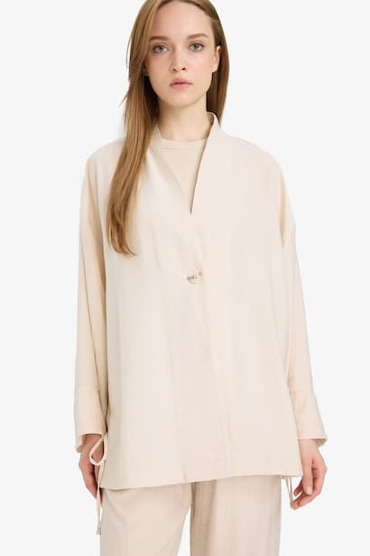 Relax Fit Crinkle Fabric Long Sleeve Tunic Modest (3)