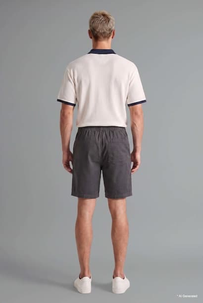 Relaxed Fit Anthracite Gabardine Bermuda Shorts (٣)