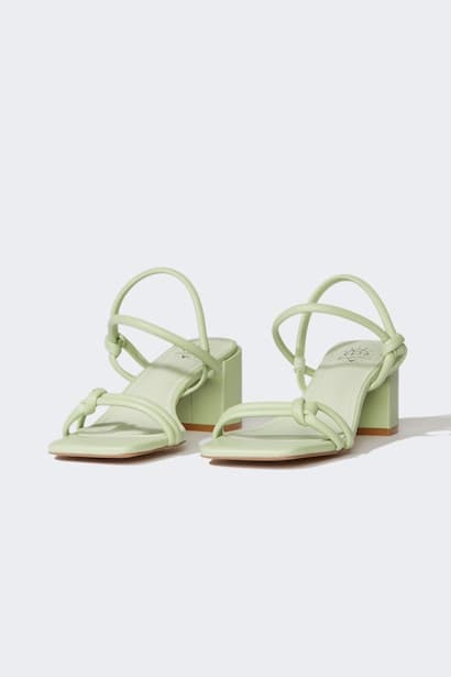 Woman Faux Leather Heeled Sandals
